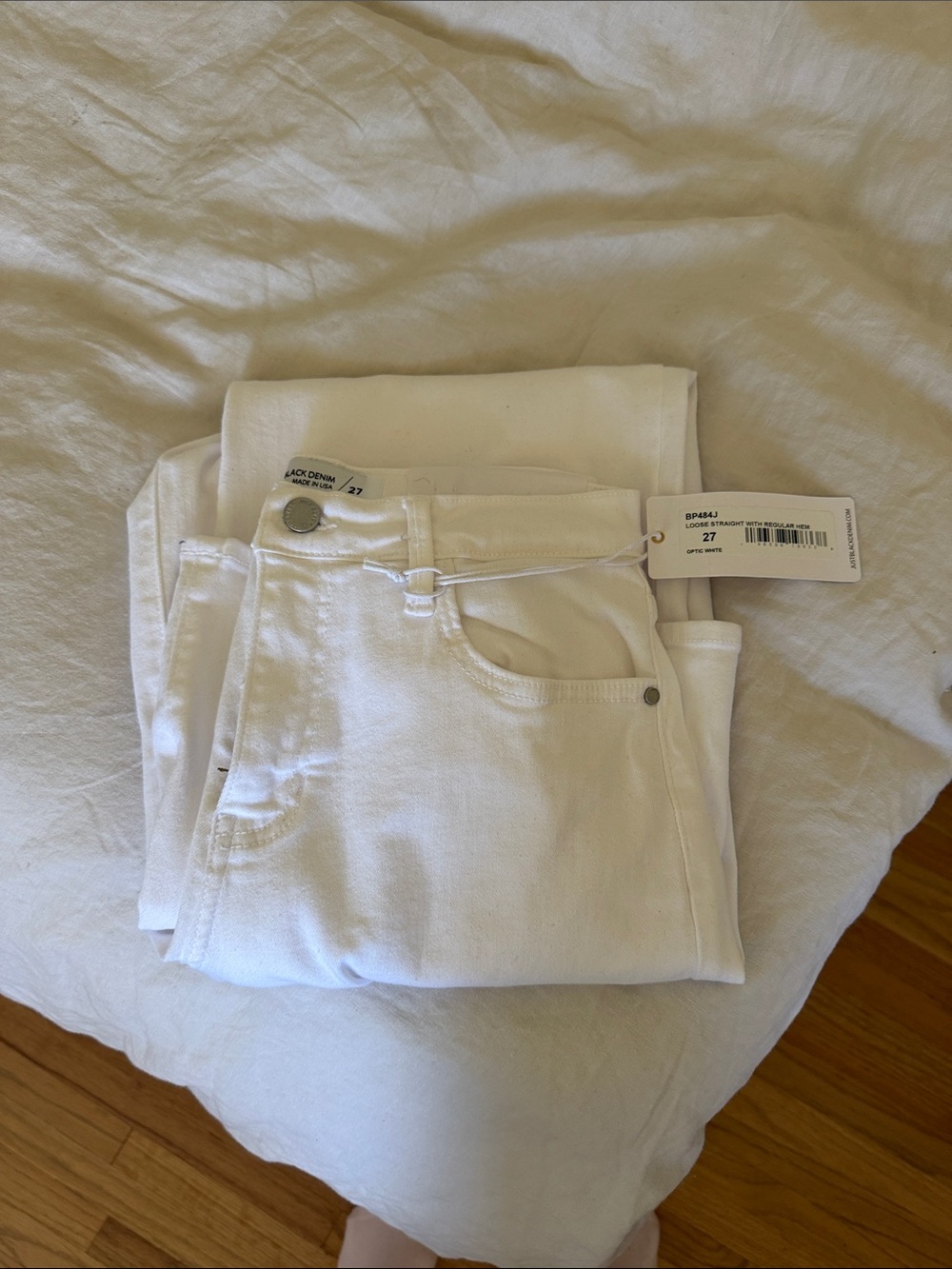 Just black denim white jeans NWT